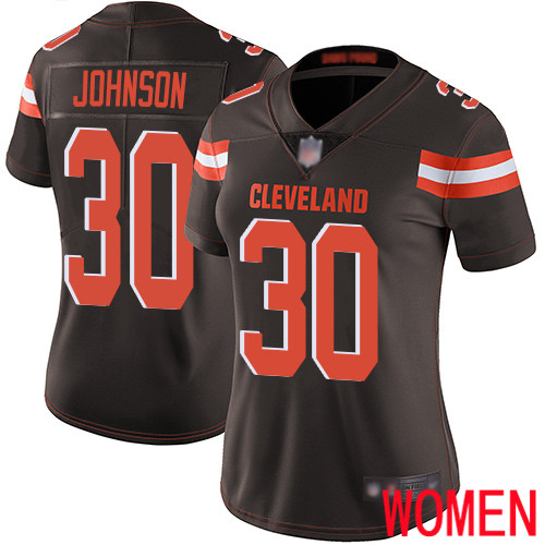 Cleveland Browns D Ernest Johnson Women Brown Limited Jersey 30 NFL Football Home Vapor Untouchable